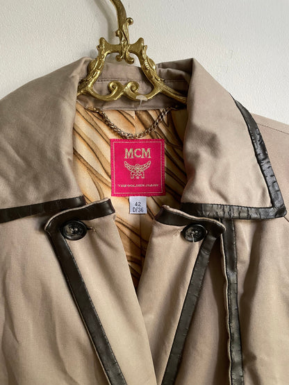 Tan Vintage Trench Coat with Leather Details — additional view 5