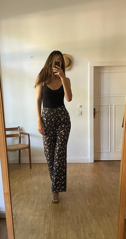 Vintage Floral Low Rise Flares — back view