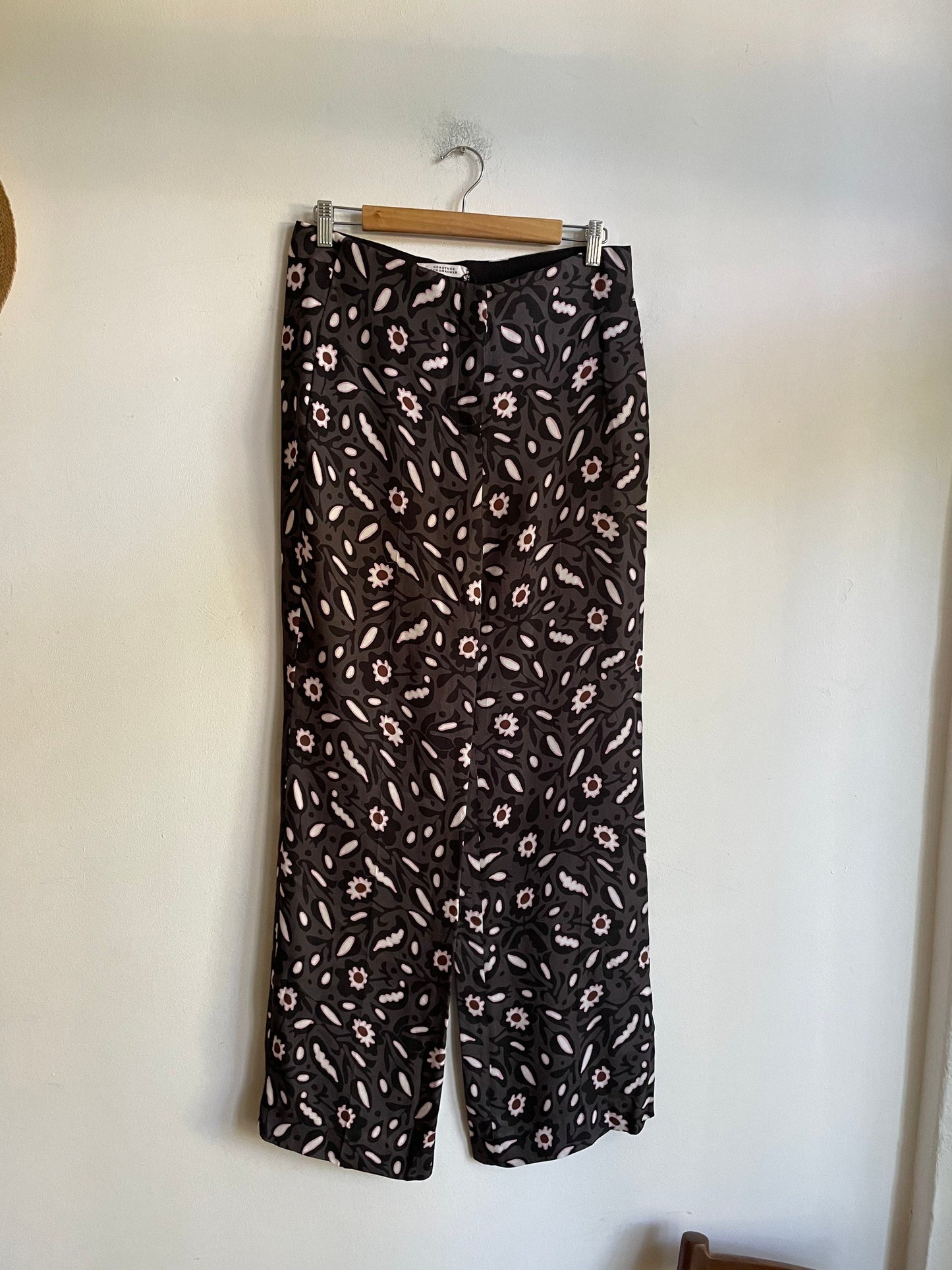 Dorothy Schumacher summer trousers, Designer low rise flares, Floral women pants, Vintage design clothing, Boot cut trousers, 00s pants