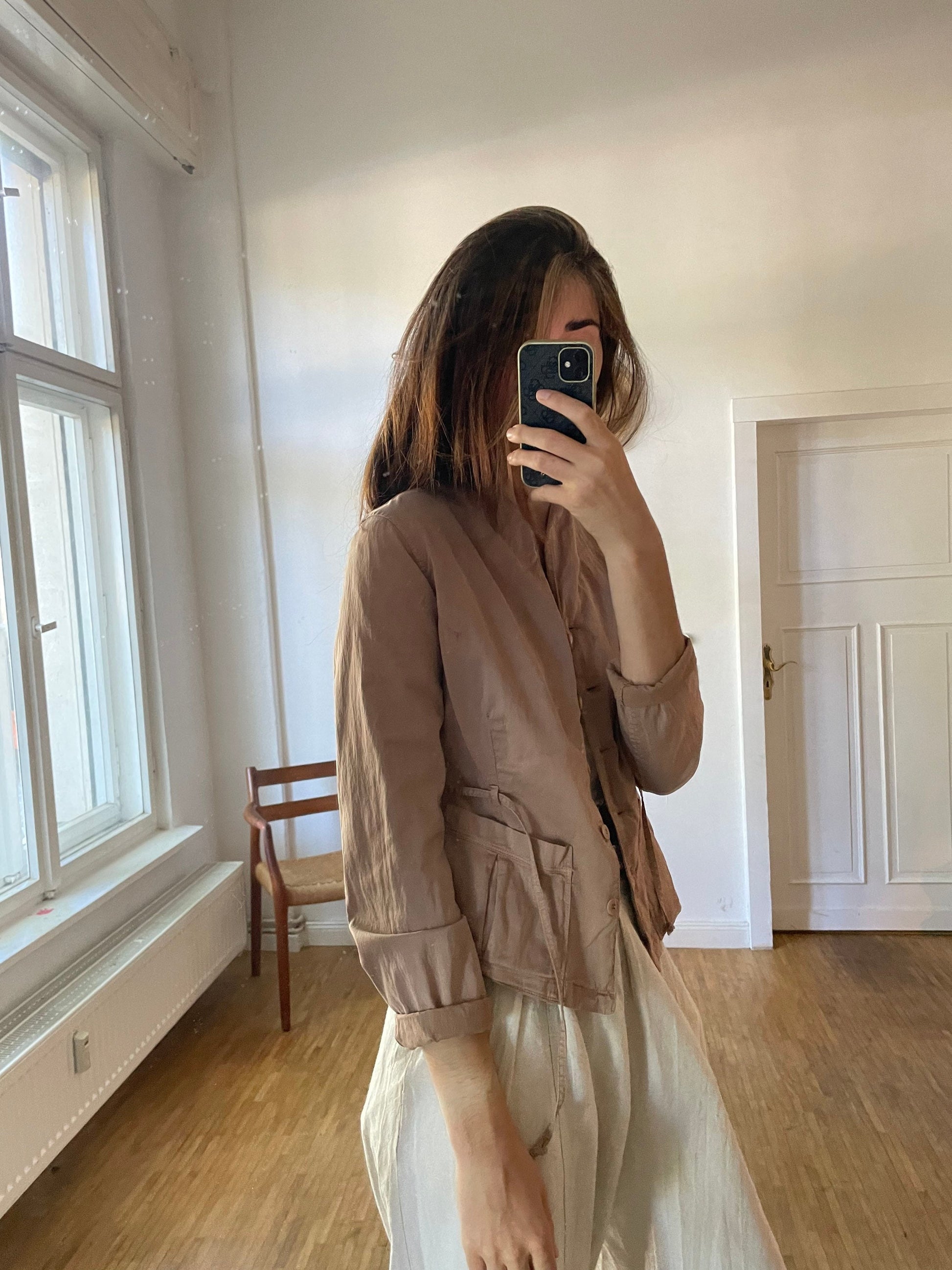 Vintage Women’s Jacket by Transit – Lightweight Cotton Blend, Casual & Formal Wear, Loose Fit or Waist Tie, Feminine Stylish Outerwear