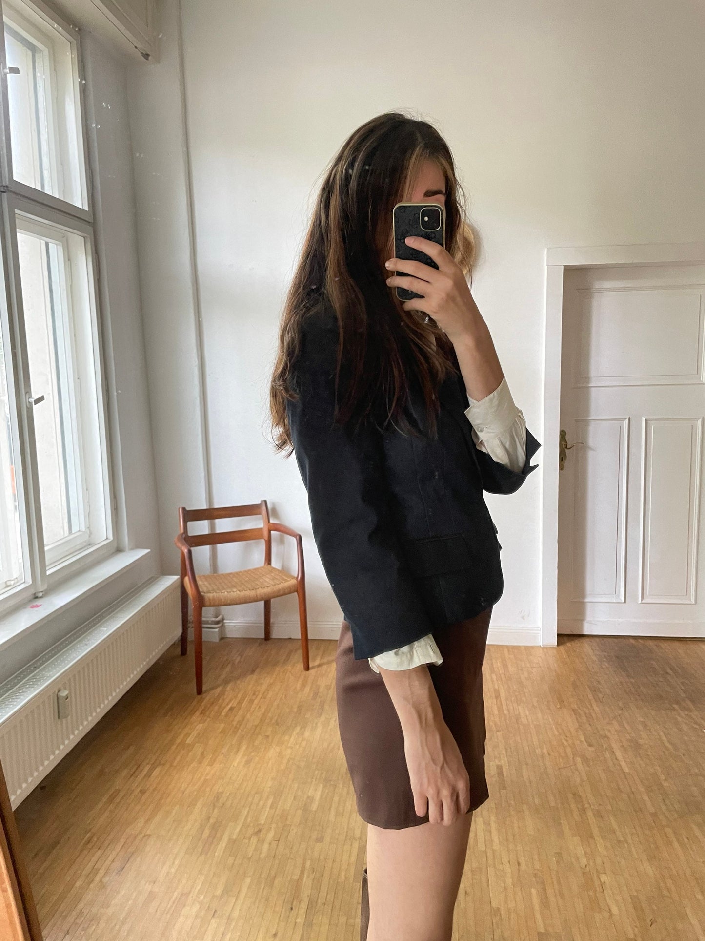 Vintage Moschino Cheap and Chic Blazer – Structured Wool Jacket with Leather Trim – Size DE 36/38