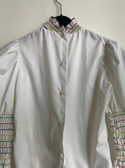 Vintage Embroidered Puff Sleeve Blouse — additional view 6
