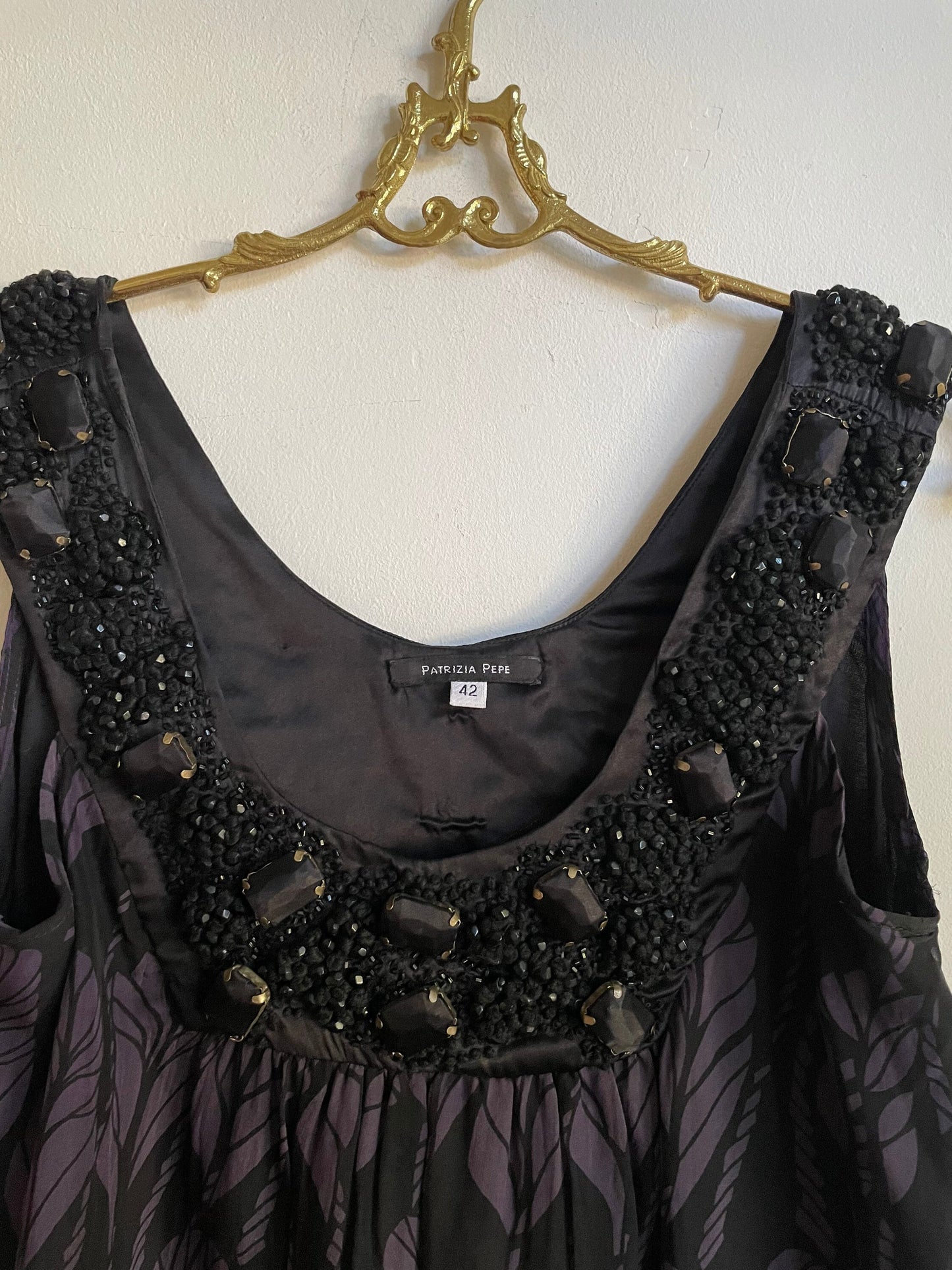 Purple Silk Patrizia Pepe bubble dress, Vintage designer embellished mini dress, Cute short dress, Formal dress with embellishments, S - M
