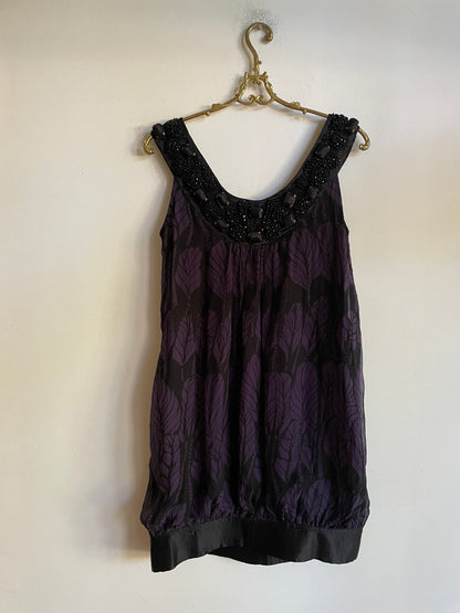 Purple Silk Patrizia Pepe bubble dress, Vintage designer embellished mini dress, Cute short dress, Formal dress with embellishments, S - M