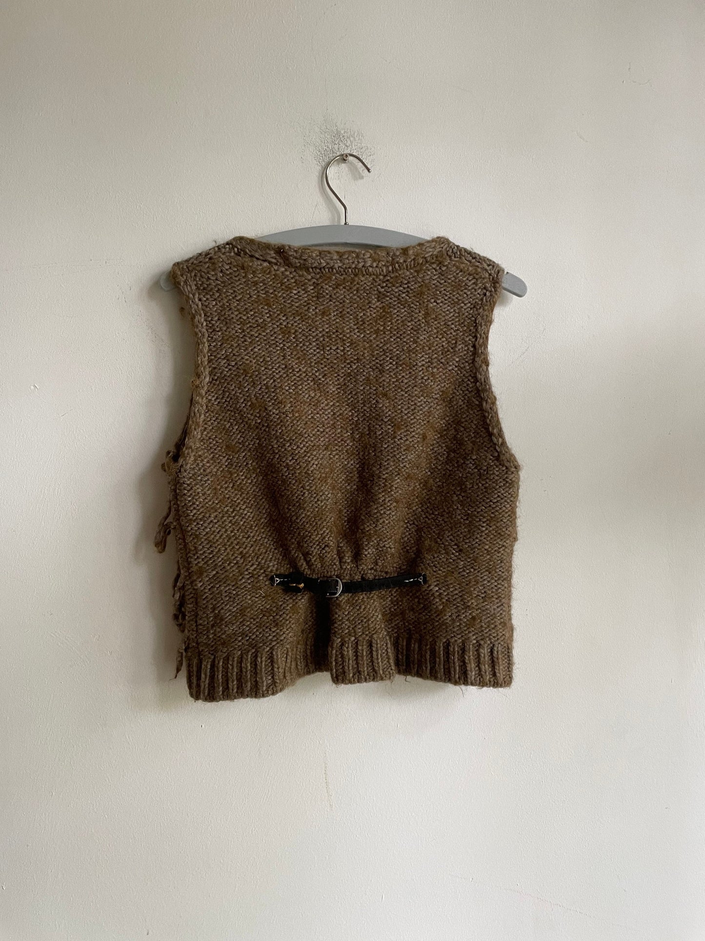 Alpaca wool blend brown waistcoat, Stylish textured woman gilet, Earthy boho beach clothing, bohemian outfit