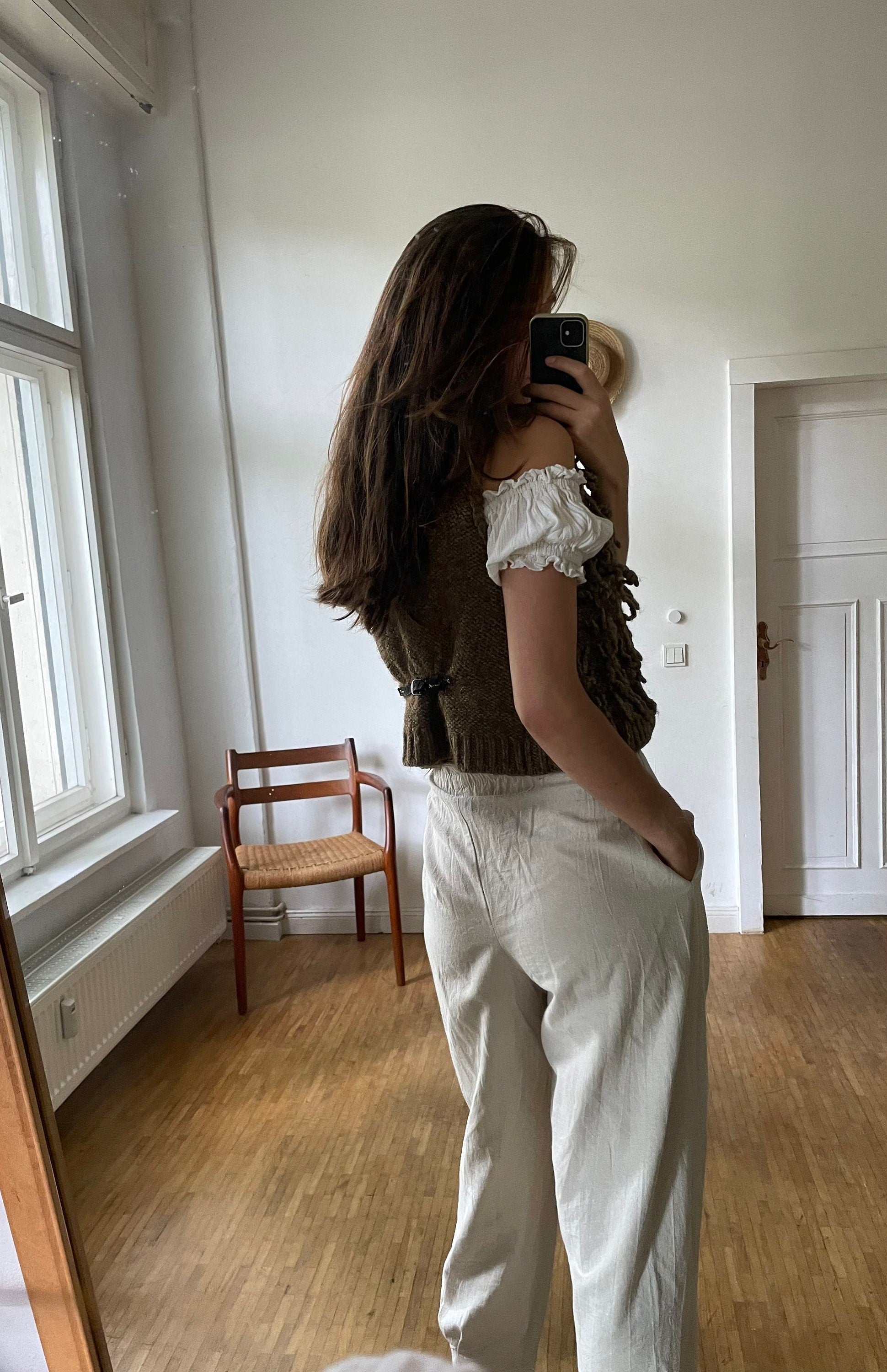 Alpaca wool blend brown waistcoat, Stylish textured woman gilet, Earthy boho beach clothing, bohemian outfit