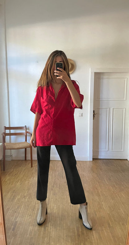 Vibrant Red Silk Oversized Blouse — additional view 9