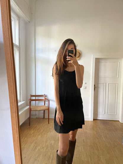 Dorothee Schumacher Black Mini Dress — fabric close-up