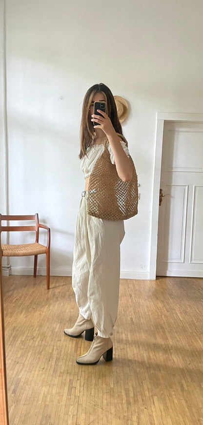 Vintage Macrame Jute Market Bag
