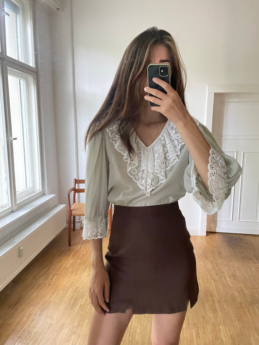 Vintage lace collared romantic poet sleeve blouse, Cottage core top, White french antique blouse, Pirate top, Dirndl top, Edwardian blouse