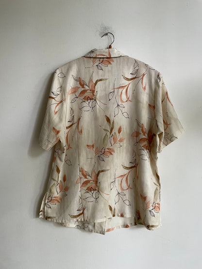 Vintage Floral Blouse, Romantic Short Sleeve Shirt, 100 Polyester