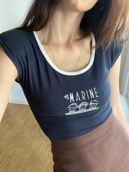 Retro Blue Vintage Marine Bodysuit — additional view 5