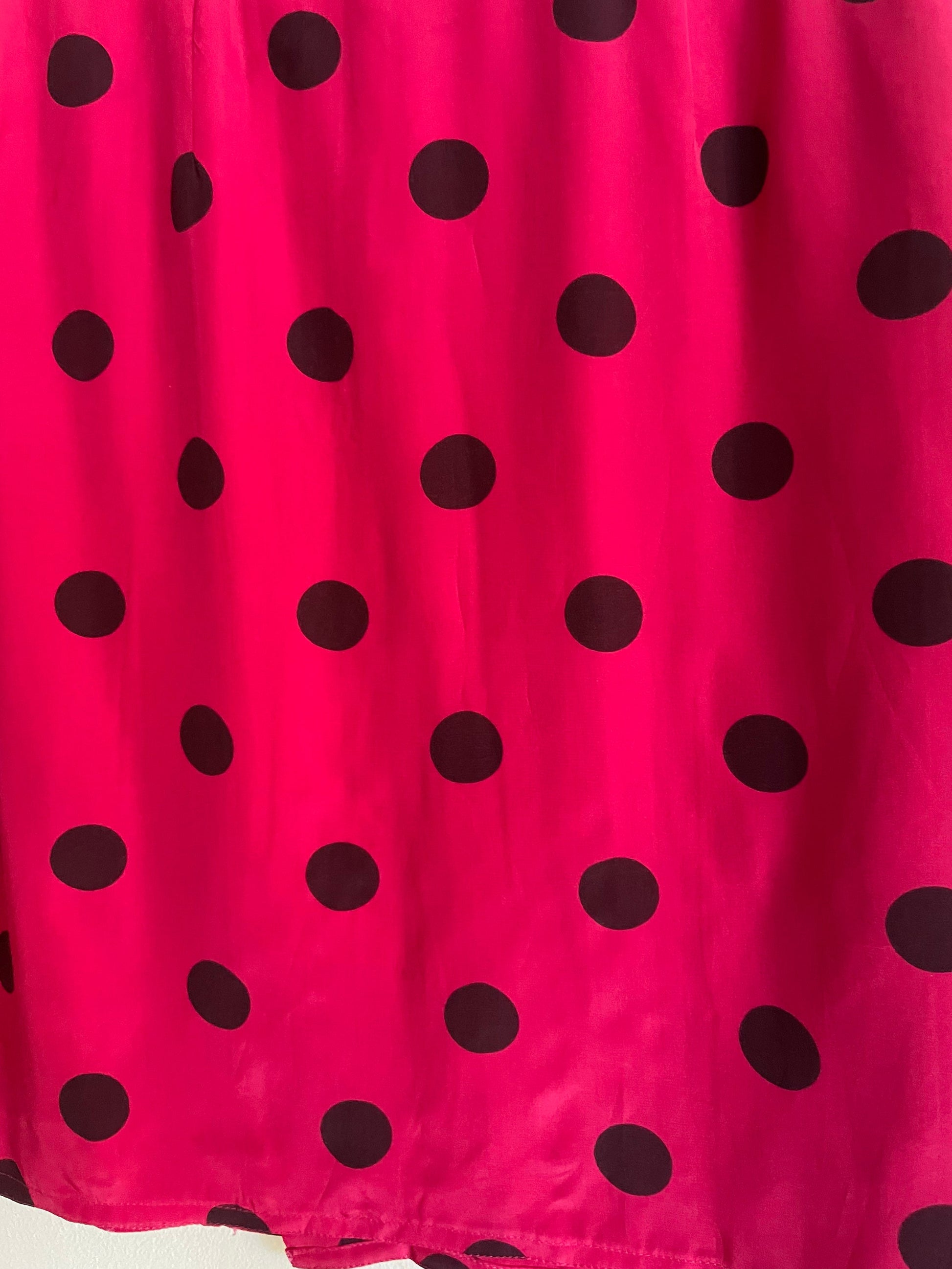 Vintage pink 100 % silk polka dot pencil skirt, Retro feminine high waist midi skirt, Festive midi skirt, 1940s - 1960s summer skirt, M