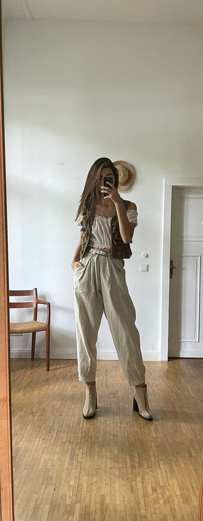 Brown Alpaca Wool Blend Waistcoat — back view