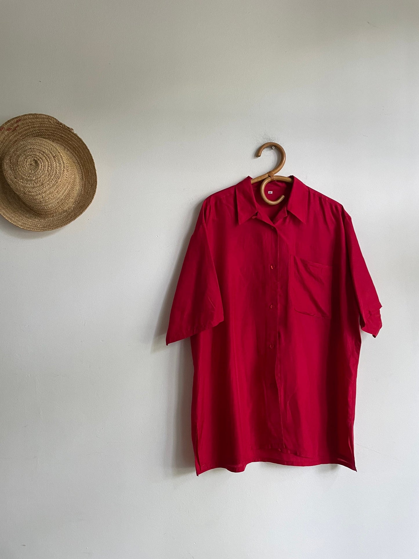 Vibrant Red Silk Oversized Blouse — additional view 5