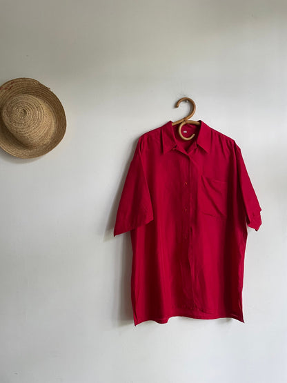 Vibrant Red Silk Oversized Blouse — additional view 5