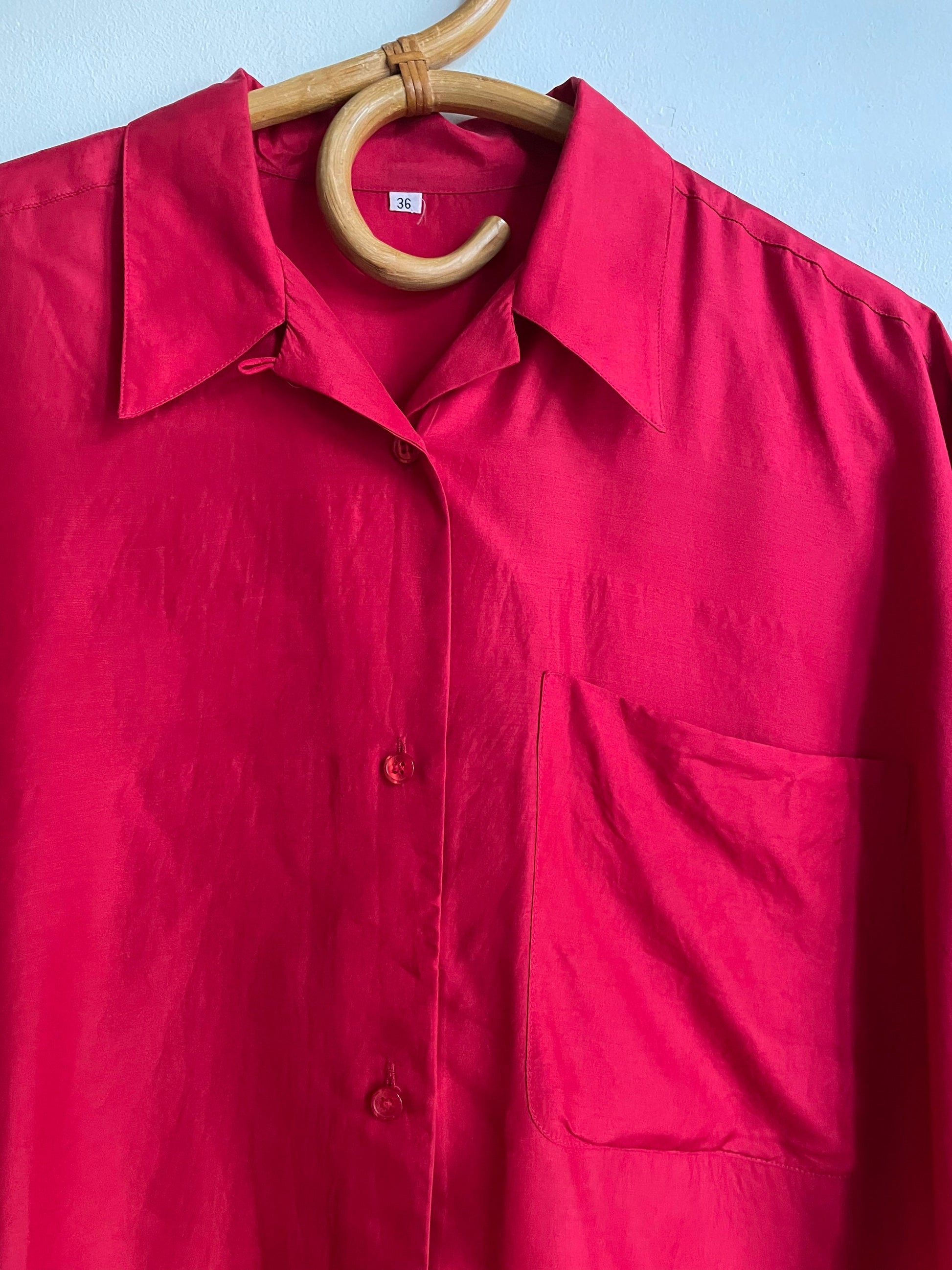 Vibrant Red Silk Oversized Blouse — additional view 6