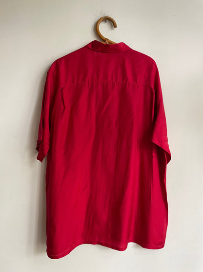 Vibrant Red Silk Oversized Blouse — additional view 10