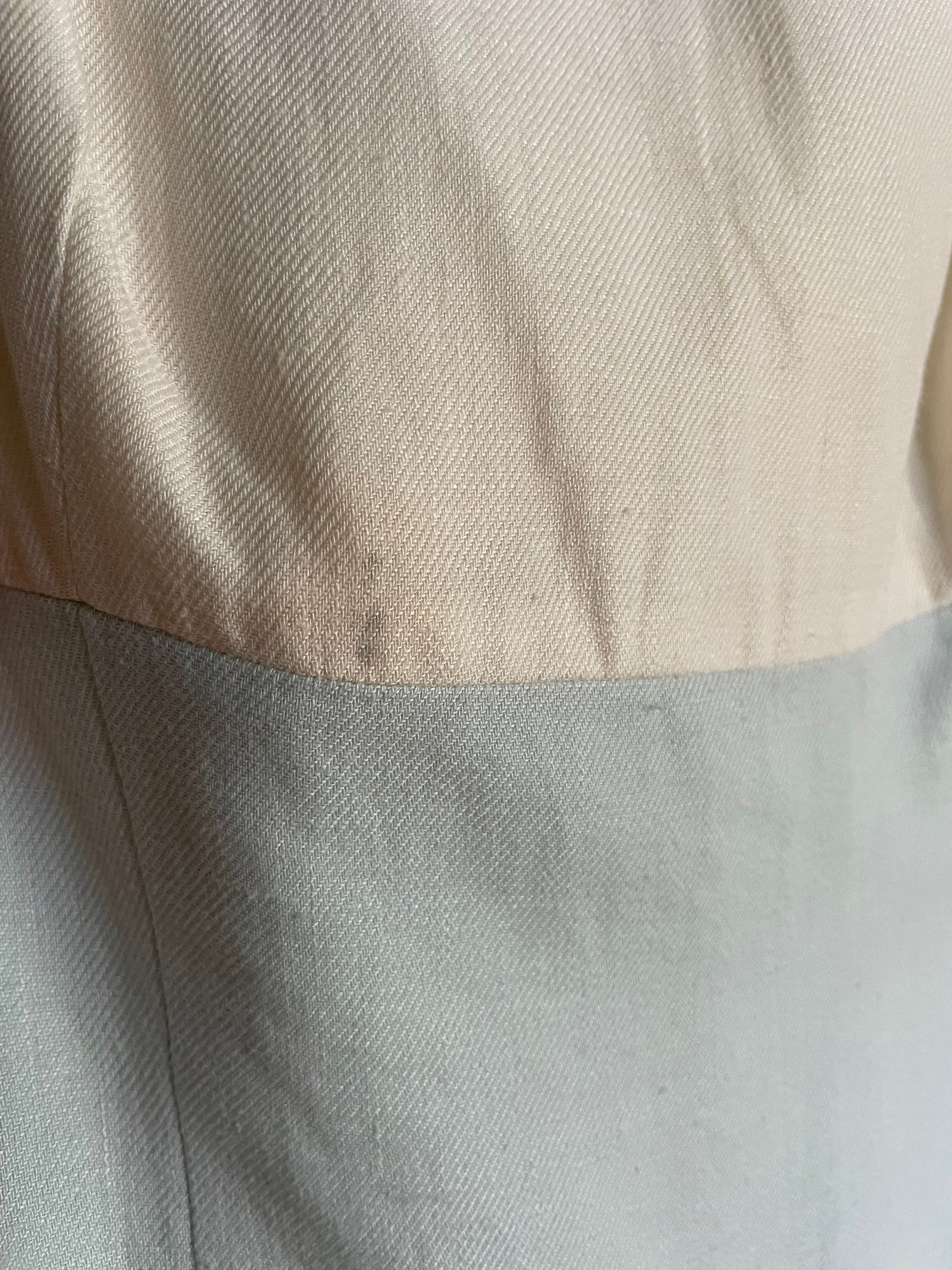 SCAPA light blue and white designer pencil dress, Linen summer dress,