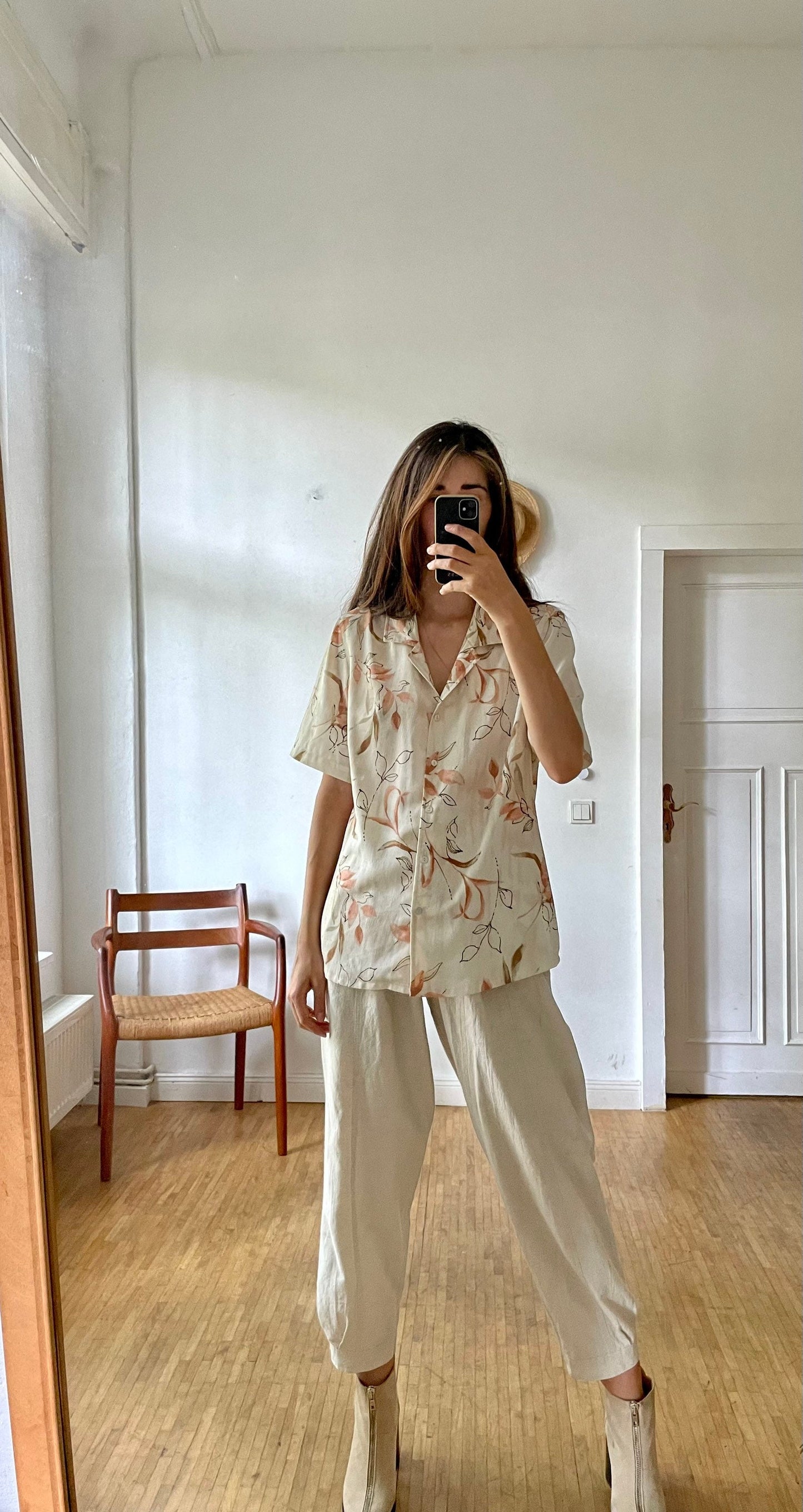 Blouse with floral pattern, Romantic short sleeve shirt,Vintage woman blouse