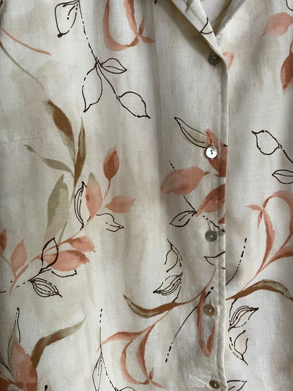 Vintage Floral Blouse, Romantic Short Sleeve Shirt, 100 Polyester