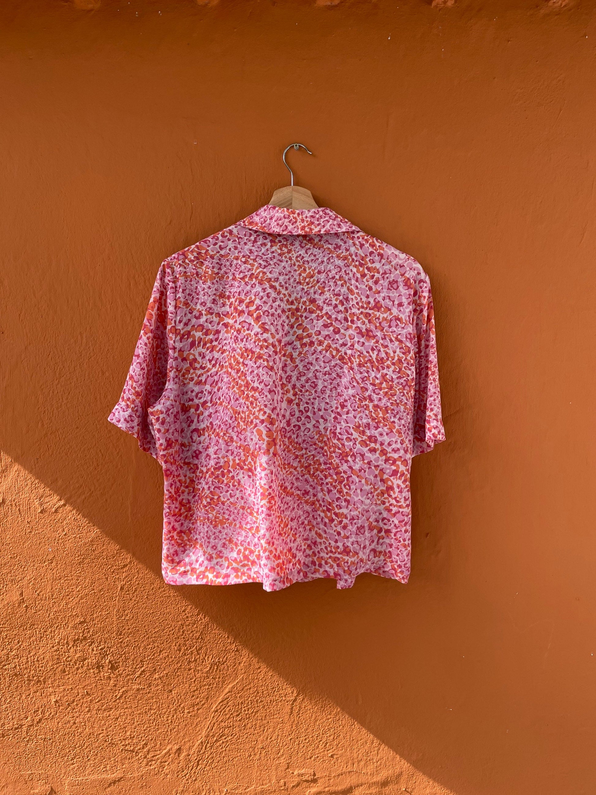 Pink vintage UNISEX blouse, Feminine colourful blouse, Valentine's day clothing, Summer blouse,