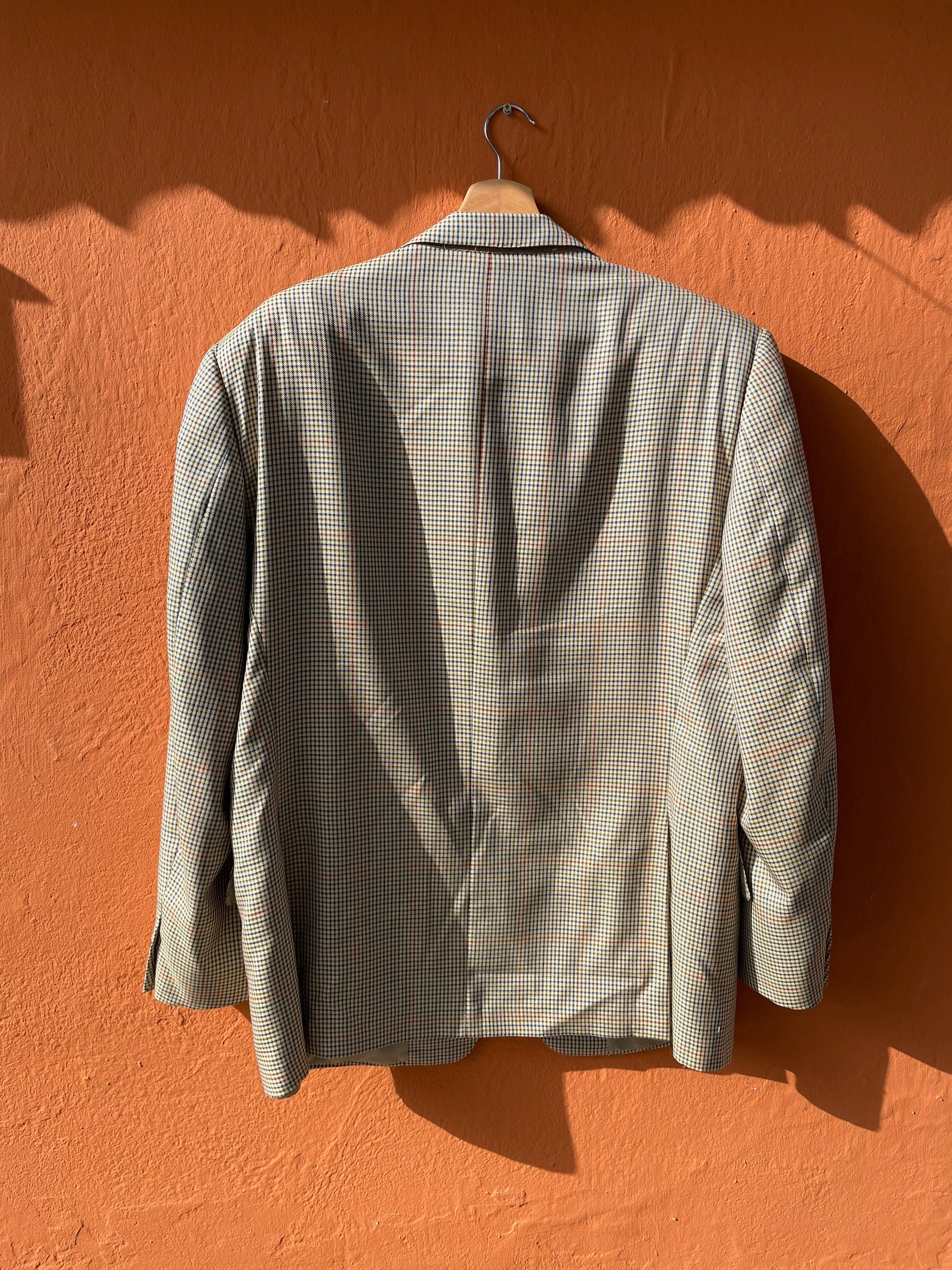 LOEWE plaid blazer jacket, Beige double breasted blazer in wool, Vintage Light academia blazer, Warm fall blazer, Designer Men's clothing