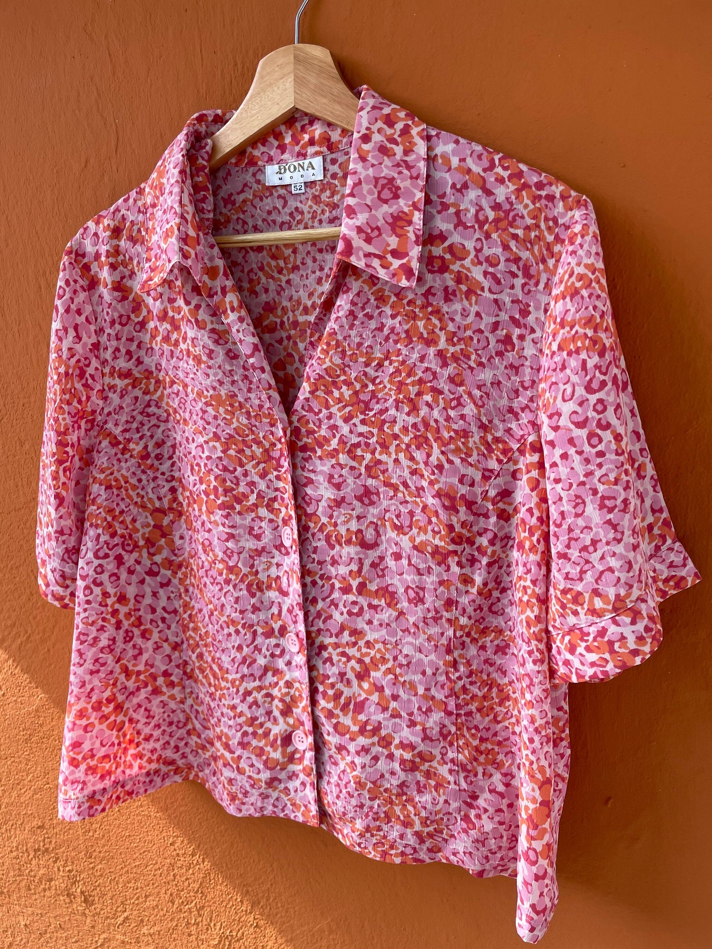 Pink vintage UNISEX blouse, Feminine colourful blouse, Valentine's day clothing, Summer blouse,