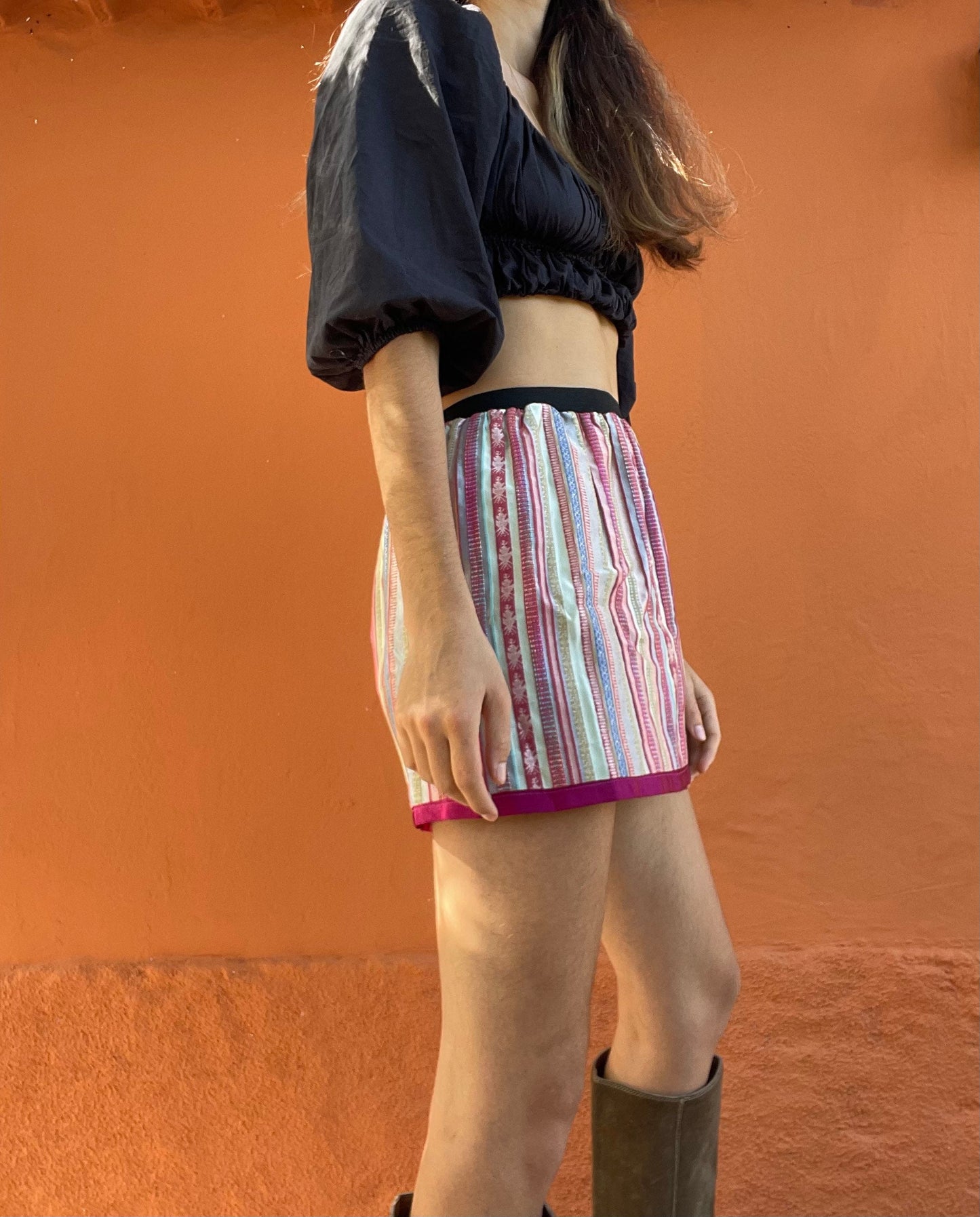 Handmade colourful skirt, Rainbow skirt, Sweet mini skirt, Carnaval skirt, high waist summer skirt, XXS - XS - S
