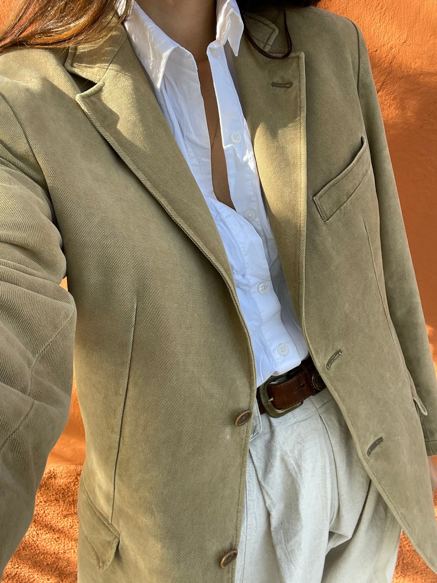 Light Academia tweed jacket, Brown beige smart Americana, vintage Massimo Dutti Oversized jacket, Tan casual designer jacket, L