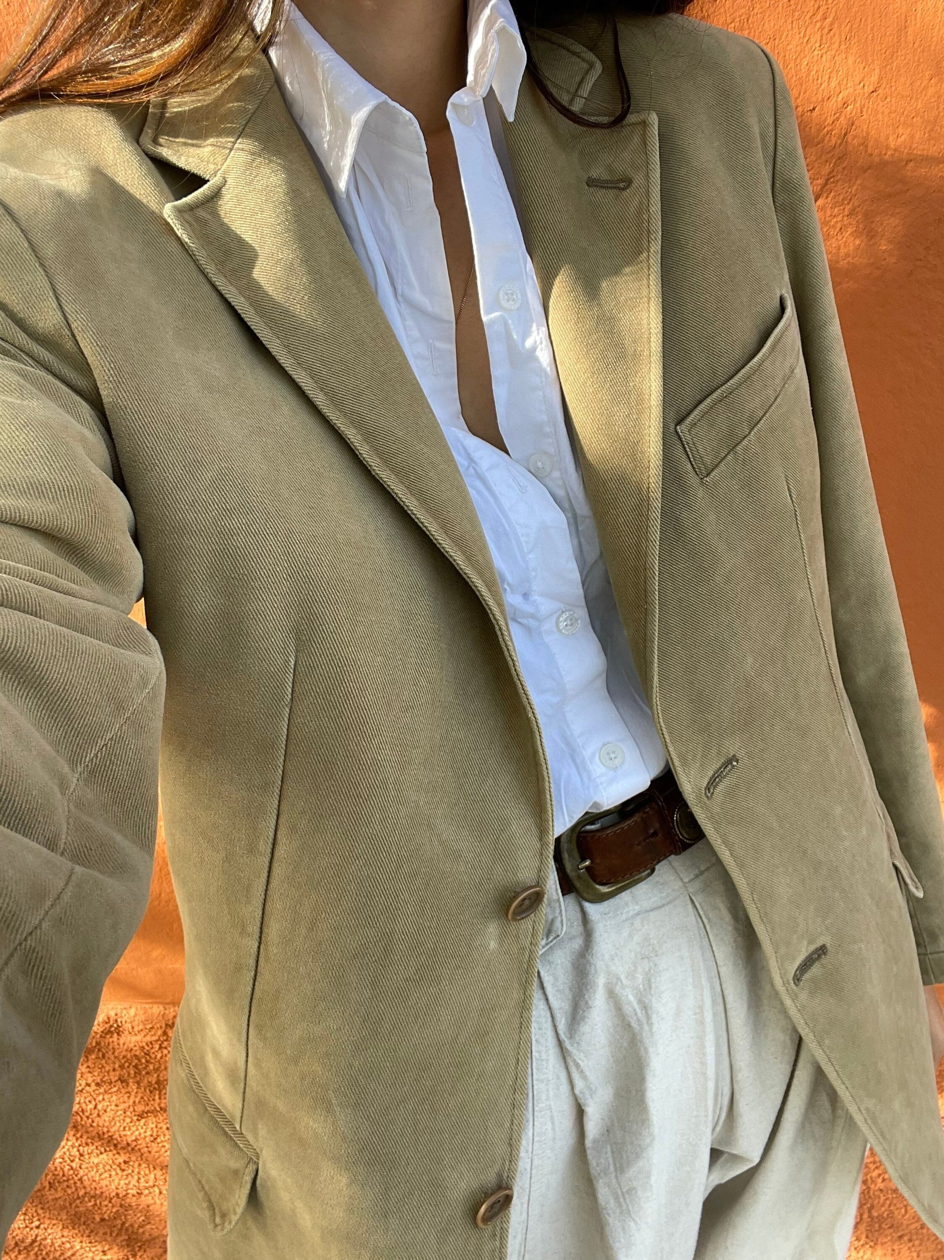 Light Academia tweed jacket, Brown beige smart Americana, vintage Massimo Dutti Oversized jacket, Tan casual designer jacket, L