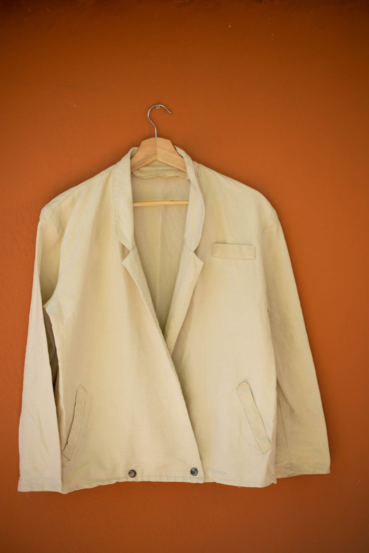 Neutral linen blazer jacket, Vintage smart blazer, Australian natural women clothing, Retro women's clothing, Autumn jacket,