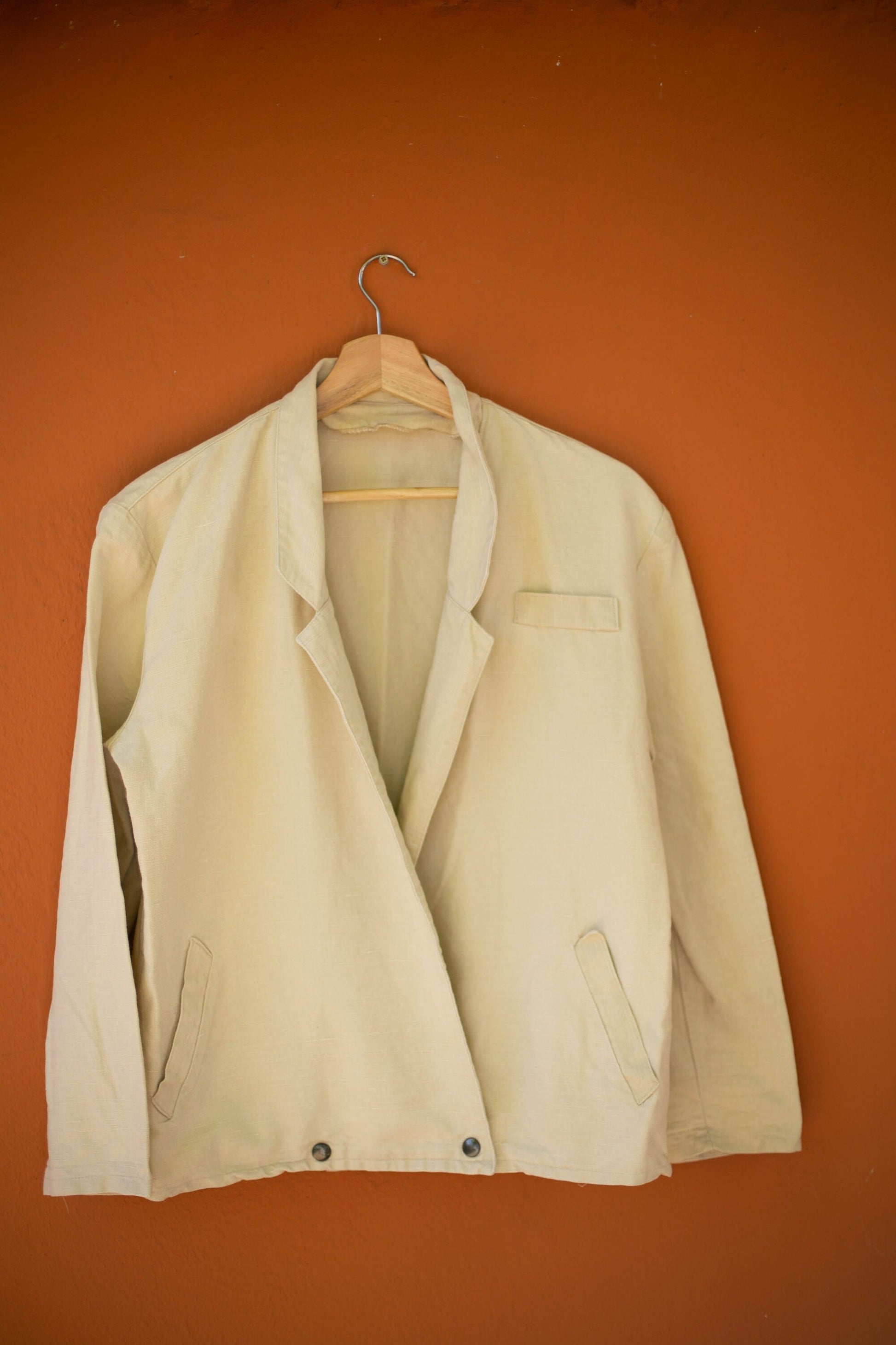 Neutral linen blazer jacket, Vintage smart blazer, Australian natural women clothing, Retro women's clothing, Autumn jacket,