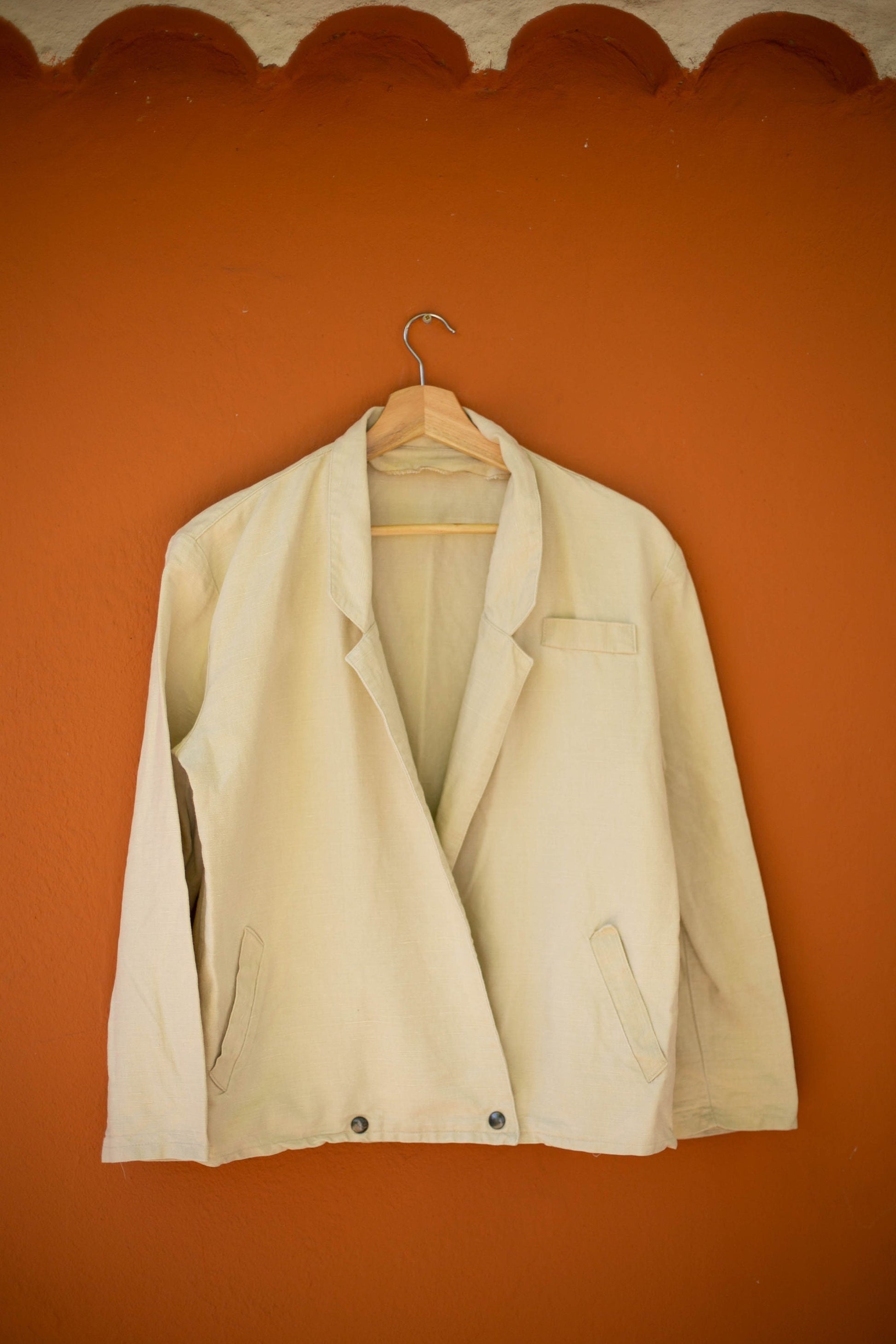 Neutral linen blazer jacket, Vintage smart blazer, Australian natural women clothing, Retro women's clothing, Autumn jacket,