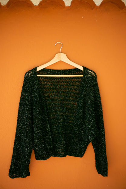 Black Glitter Bolero Cardigan — fabric close-up