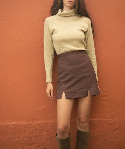 Earthy Yellow Lambswool Turtleneck Sweater — additional view 6