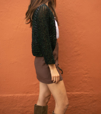 Black Glitter Bolero Cardigan — detail