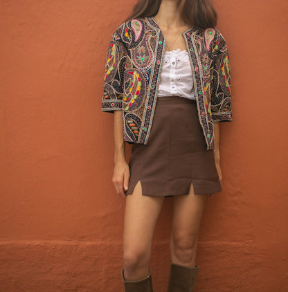 Silk Beaded Bohemian Evening Jacket — additional view 5