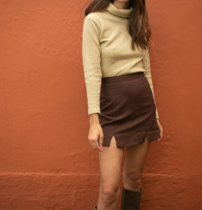 Earthy Yellow Lambswool Turtleneck Sweater — additional view 5
