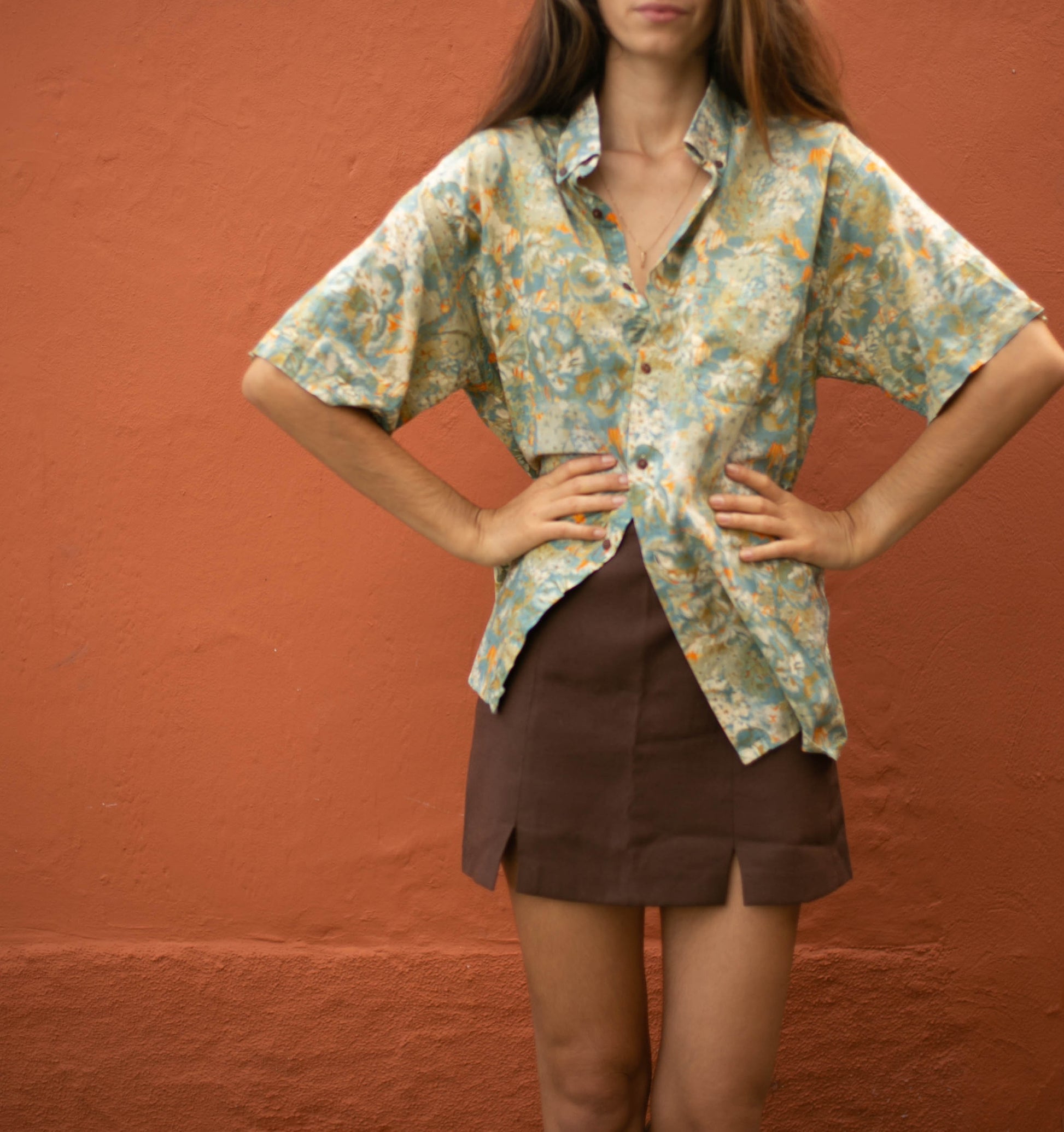 Vintage groovy woman blouse, Oversized shirt, Retro woman shirt, 80'S abstract blouse, Mod shirt