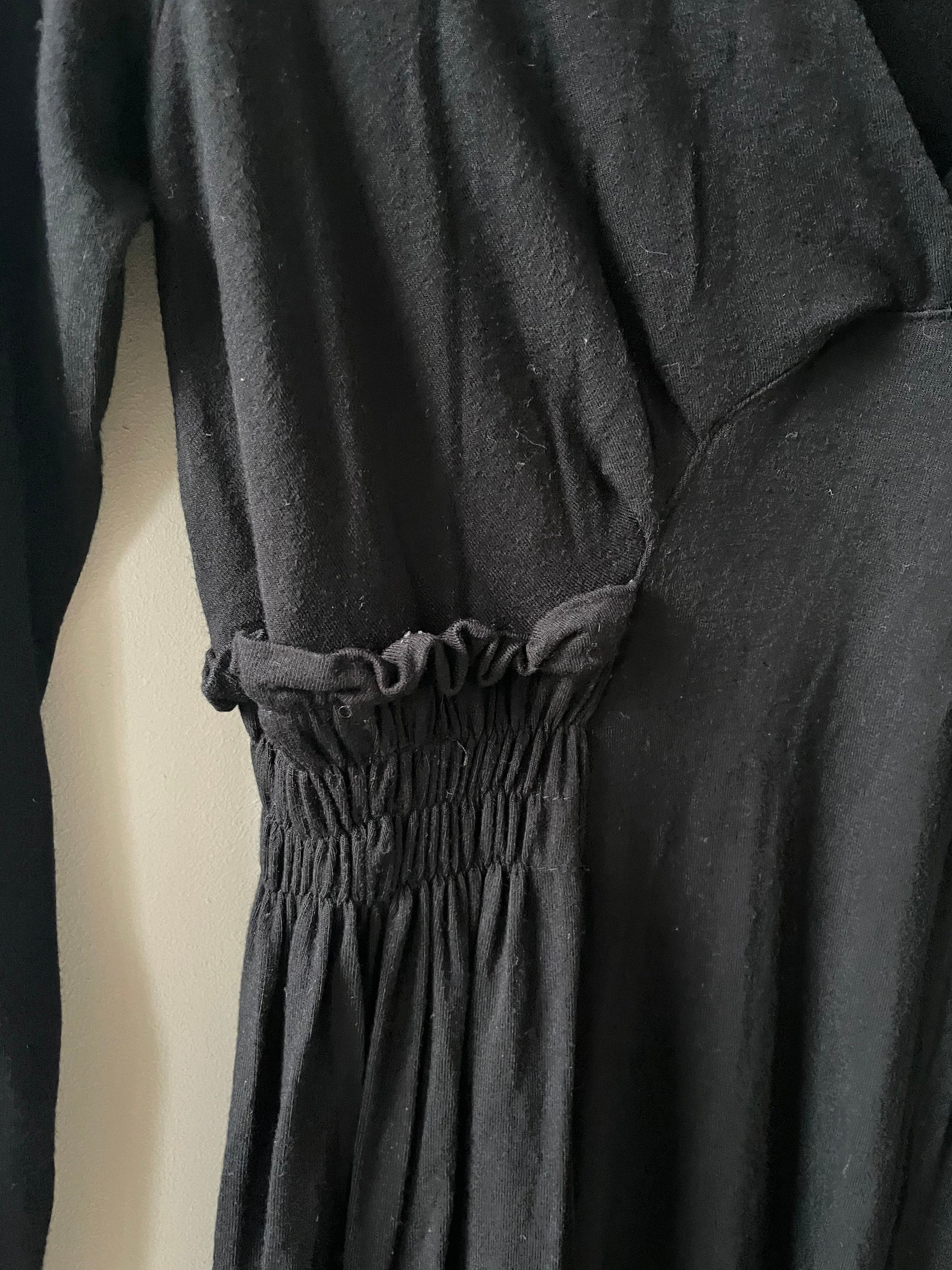 Long sleeve Little Black Dress by Twin Set, Y2K comfortable winter dress, Classic deep v neck dress, S