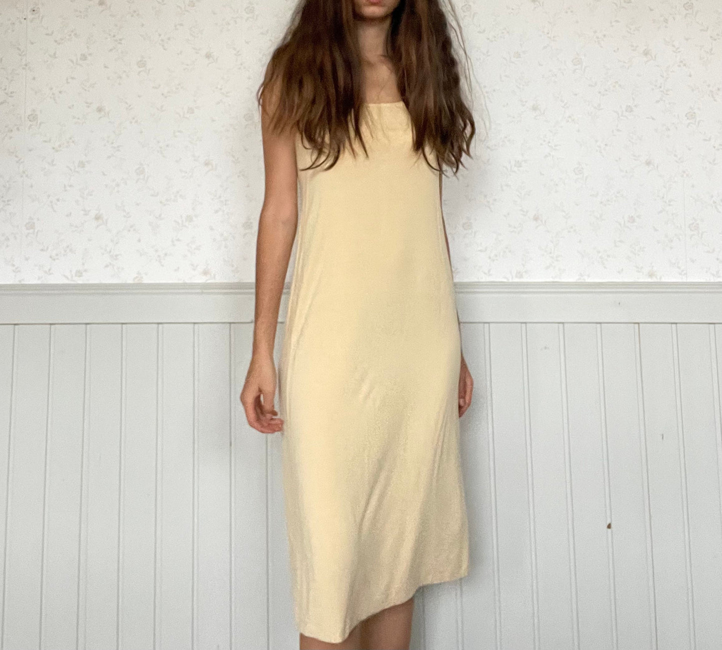 Super soft pastel nightie, yellow Italian nightgown, Cute nightgown, Summer dress, Minimalist sleepwear, Sustainable fashion, Size M dress