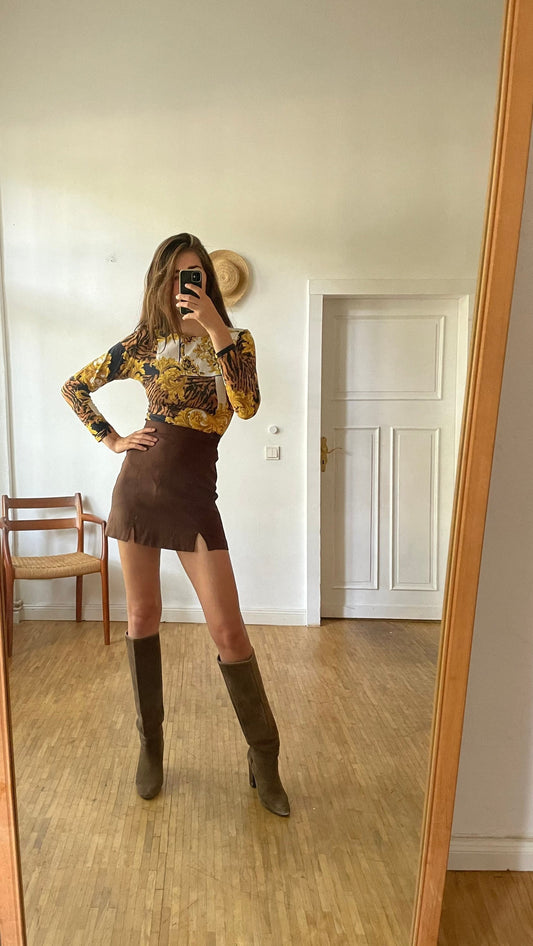 Vintage Baroque bodysuit, Retro long sleeve woman once piece, Dance clothing for women, Tiger print body