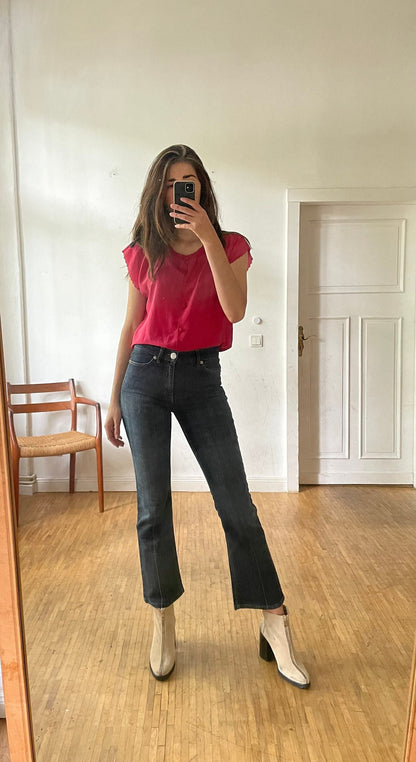 Magenta Pink Silk Blouse — back view
