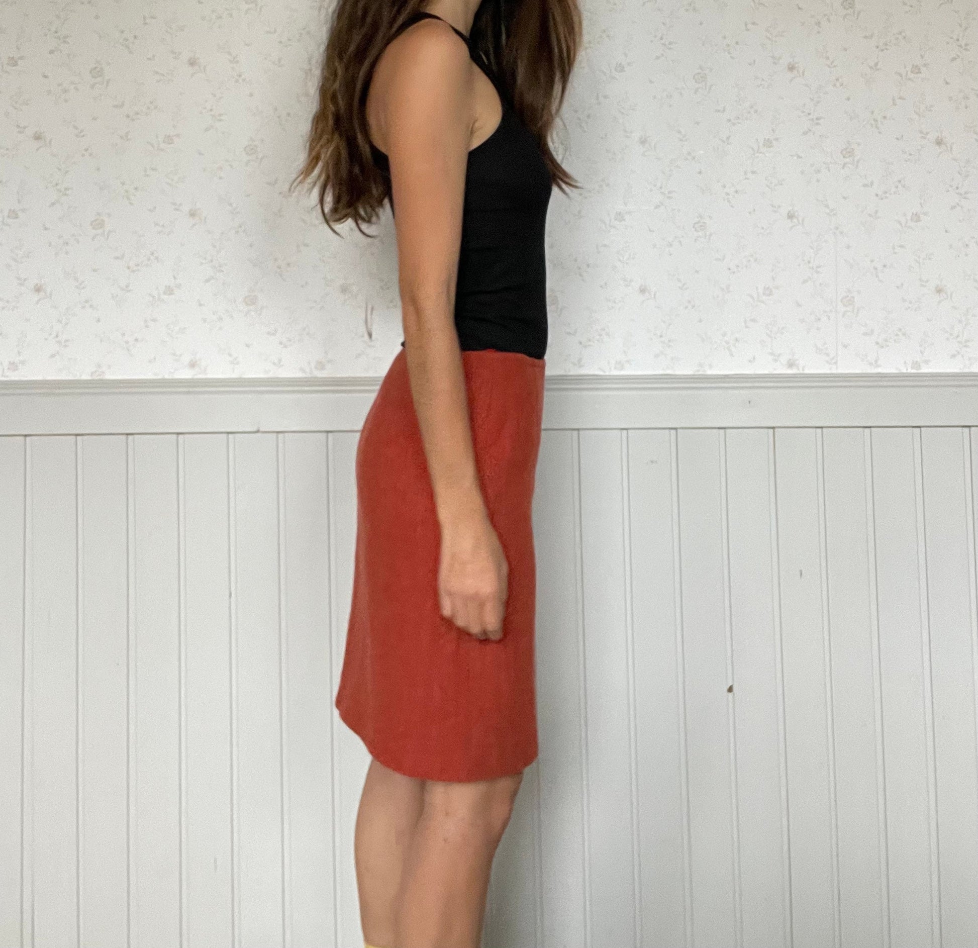 Weekend Max Mara skirt, Burnt orange virgin wool skirt, Designer skirt, Winter skirt, Herringbone Skirt