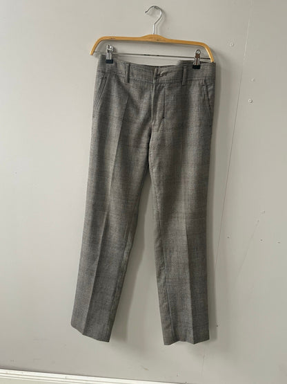 Max Mara Vintage Grey Wool Checkered Trousers