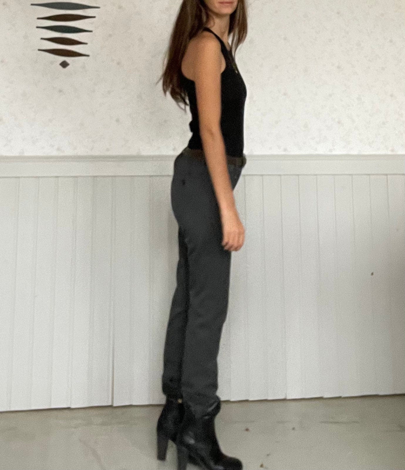 Weekend Max Mara grey trousers, Designer trousers, Cigarette trousers, Vintage design clothing, Office wear, Formal branded hip pants