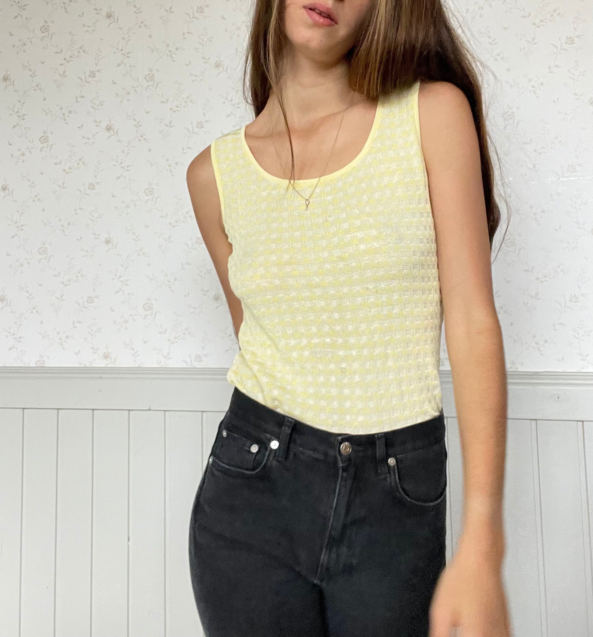 Vintage Escada pastel yellow tank, Vintage designer top, Summer tank, Cute summer top, Yellow tank, Vintage designer top