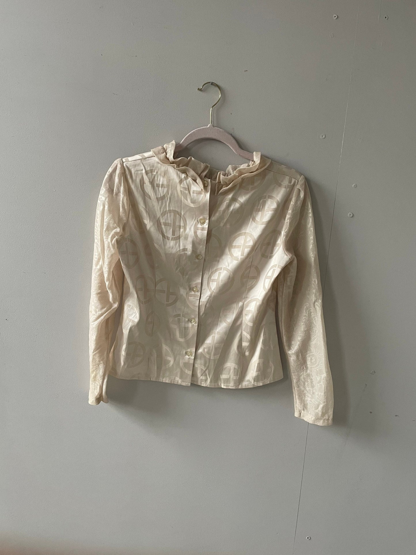 Ruffled blouse, Collared shirt, Handmade top, Victorian top, Vintage french blouse, Antique blouse, Edwardian blouse, Romantic top, S