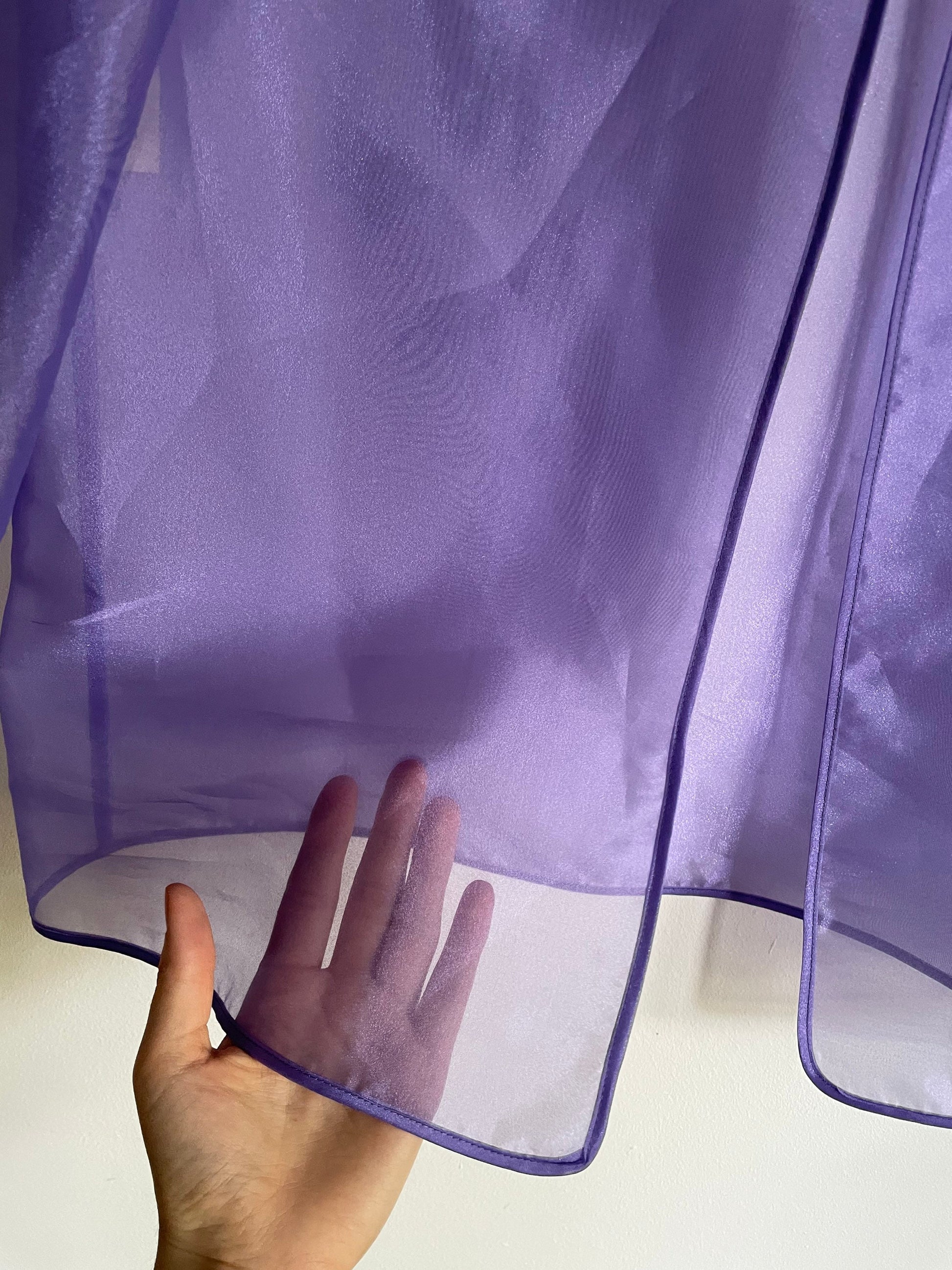 Vintage Sheer Purple Organza Blouse 90s See Through Mesh Shirt Sexy Festival Top Lightweight Button Up Clubwear Style Paris Hilton Y2K Vibe